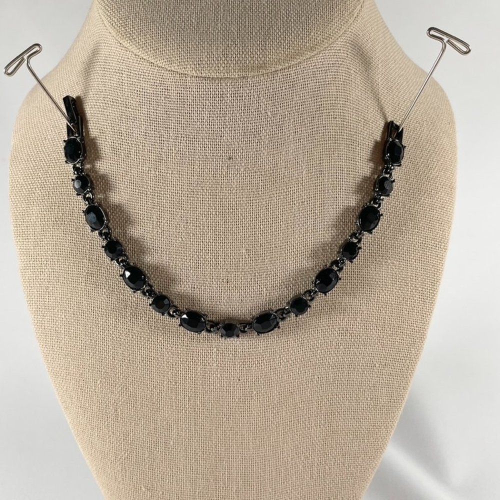 Exclusive Lauren Conrad Size 6 3/4 Dual Sized Black Rhinestone Tennis Bracelet